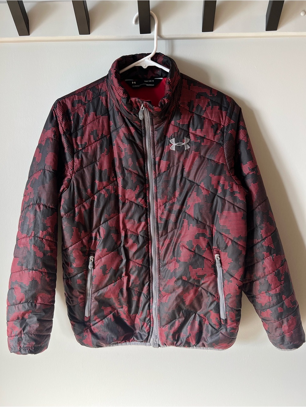 Under Armour Red & Black Quilted Puffer Jacket with Subtle Logo